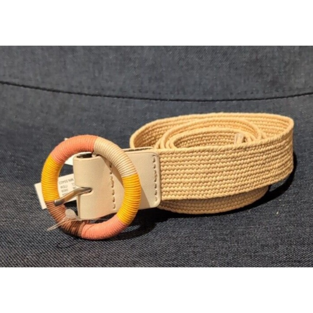 Women's Plus Size 1X Raffia Wrapped Centerbar Belt - Ava & Viv™ Natural